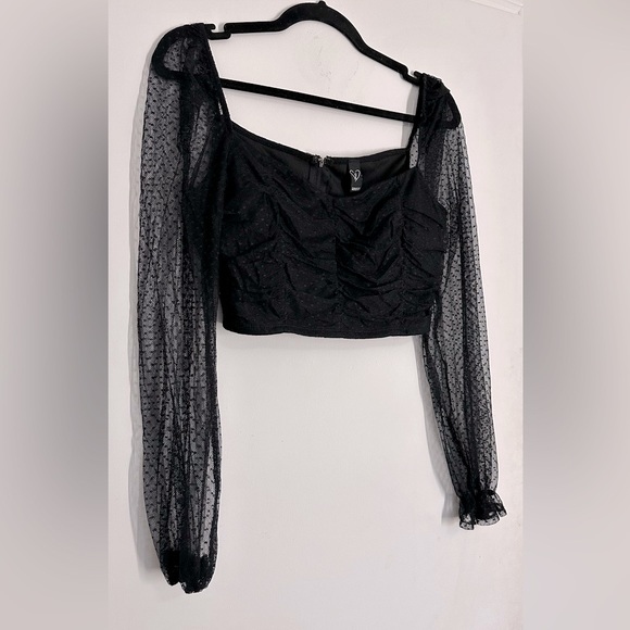 Mesh Polka Dot Crop Top - Picture 6 of 10